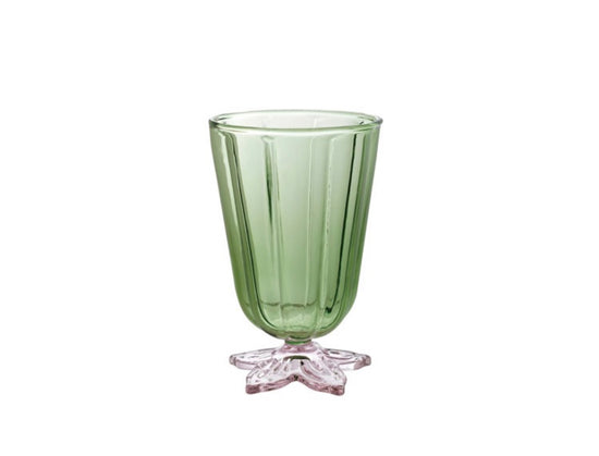 Fluted Drinking Glass with Flower Shaped Bottom