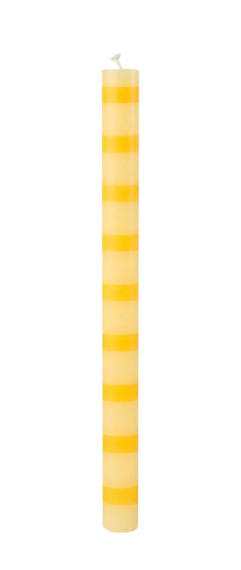 Yellow Stripe Dinner Candles