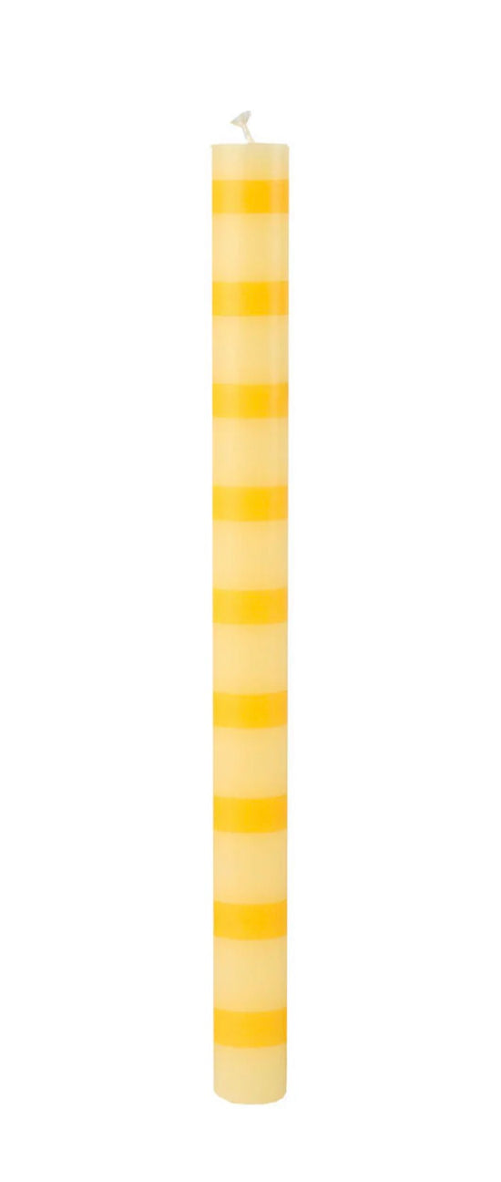 Yellow Stripe Dinner Candles