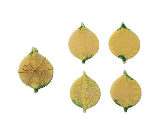 Set of 4 Marbled Resin Lemon Shaped Coasters