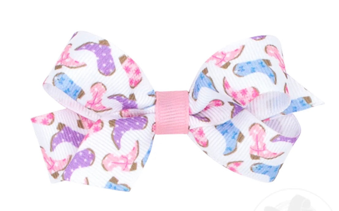 Mini Boots N’ Bows Print Bow