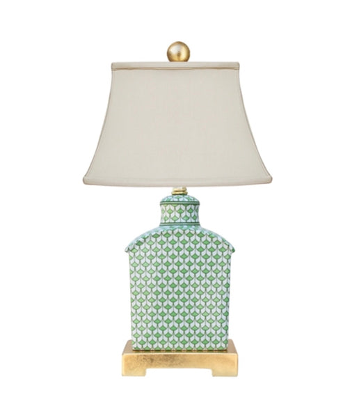 Green and White Fish Scale Jar Lamp