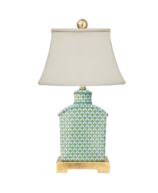 Green and White Fish Scale Jar Lamp