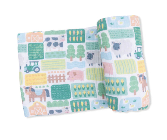 Patchwork Farm Swaddle Blanket