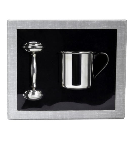 Straight Baby Cup & Rattle Set