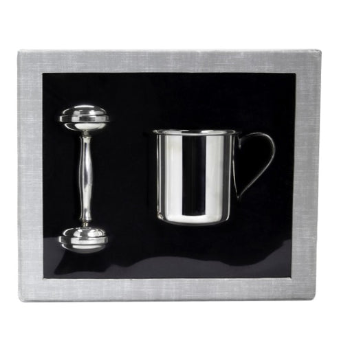 Straight Baby Cup & Rattle Set