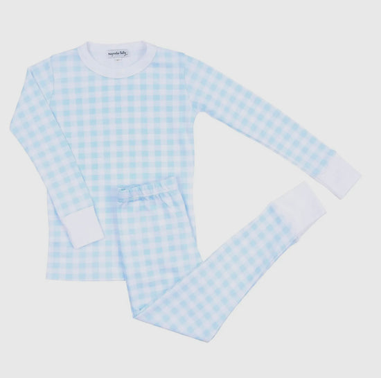 Magnolia Baby Blue Check Long Pajamas