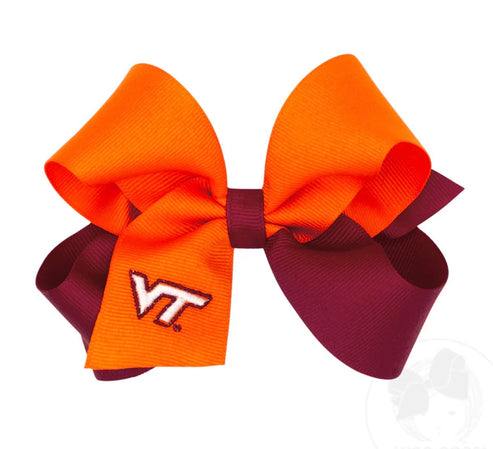 Medium Two-Tone Embroidered VT Hairbow