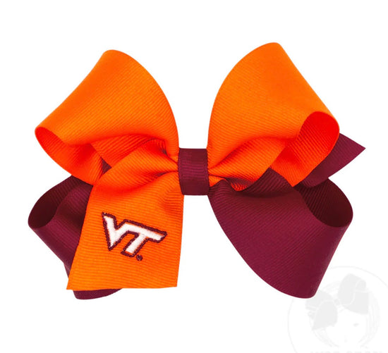 Medium Two-Tone Embroidered VT Hairbow