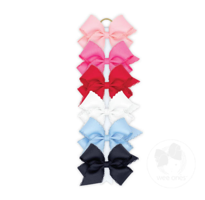 Medium Grosgrain Hair Bows with Matching Moonstitch Edge