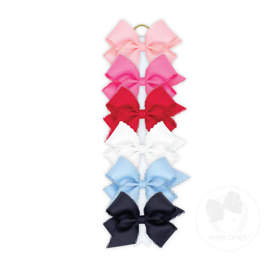 Medium Grosgrain Hair Bows with Matching Moonstitch Edge