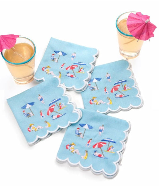 Day at the Beach Cocktail Napkins, Set of Four