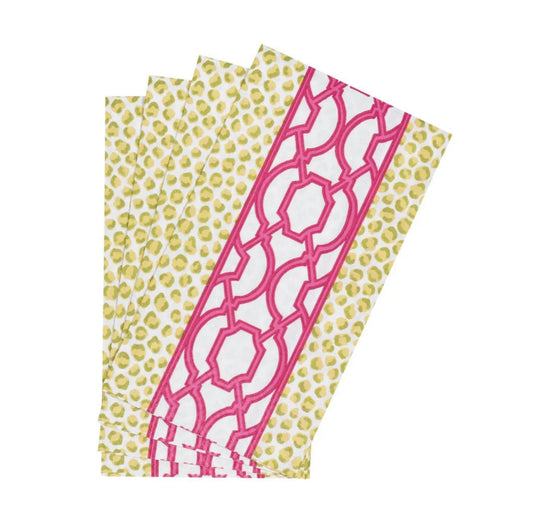 Knots And Spots Green/Fuchsia Guest Towel