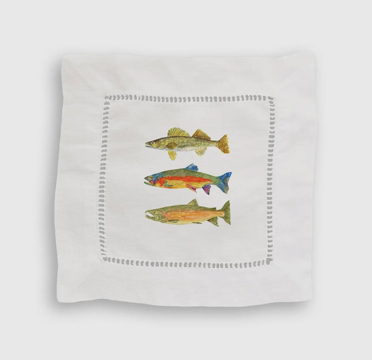 Lake Fish Linen Cocktail Napkin Set of 4