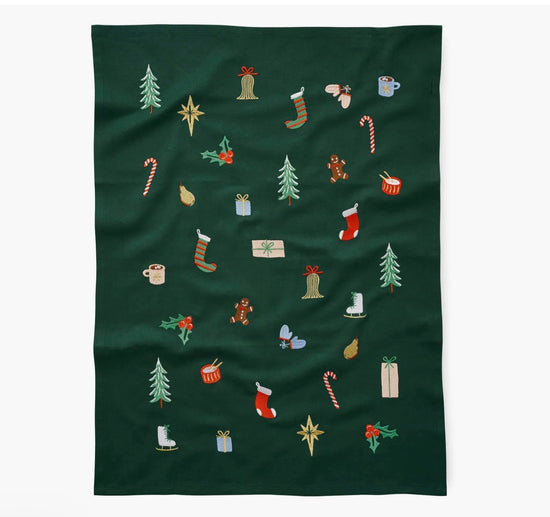 Signs of the Season Holiday Tea Towel