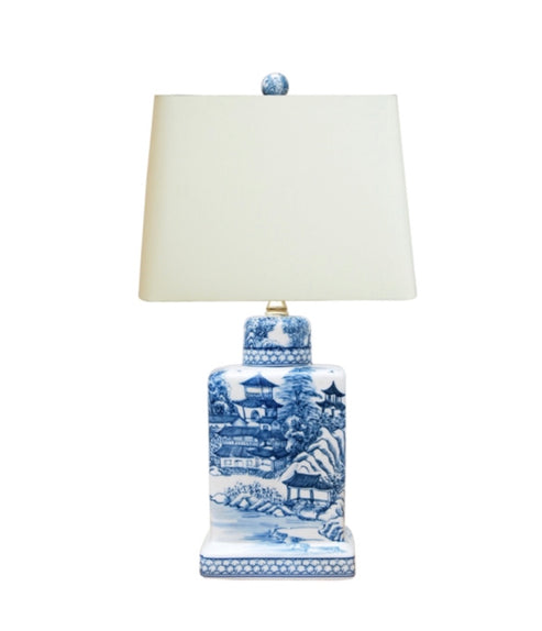 Blue and White Small Chinoiserie Lamp