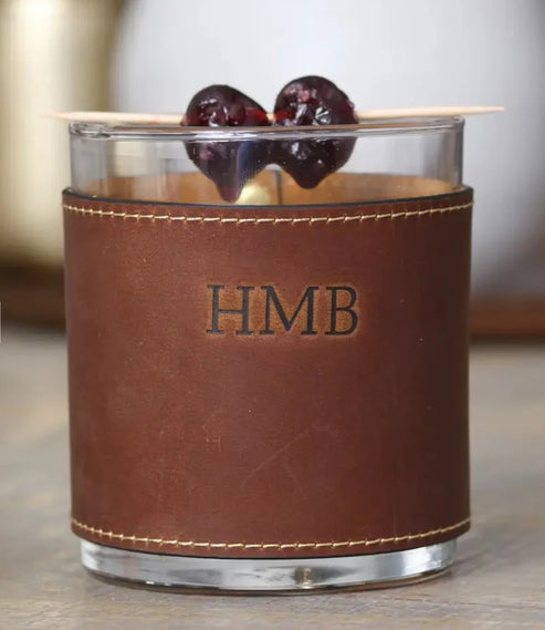 Genuine Leather Sleeve Rocks Glasses