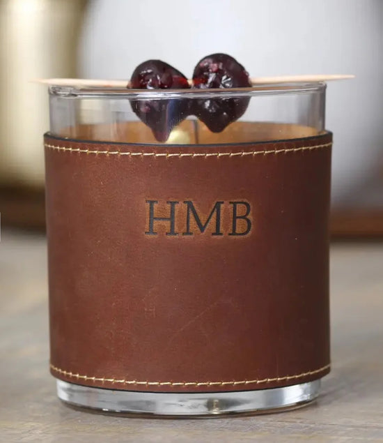 Genuine Leather Sleeve Rocks Glasses