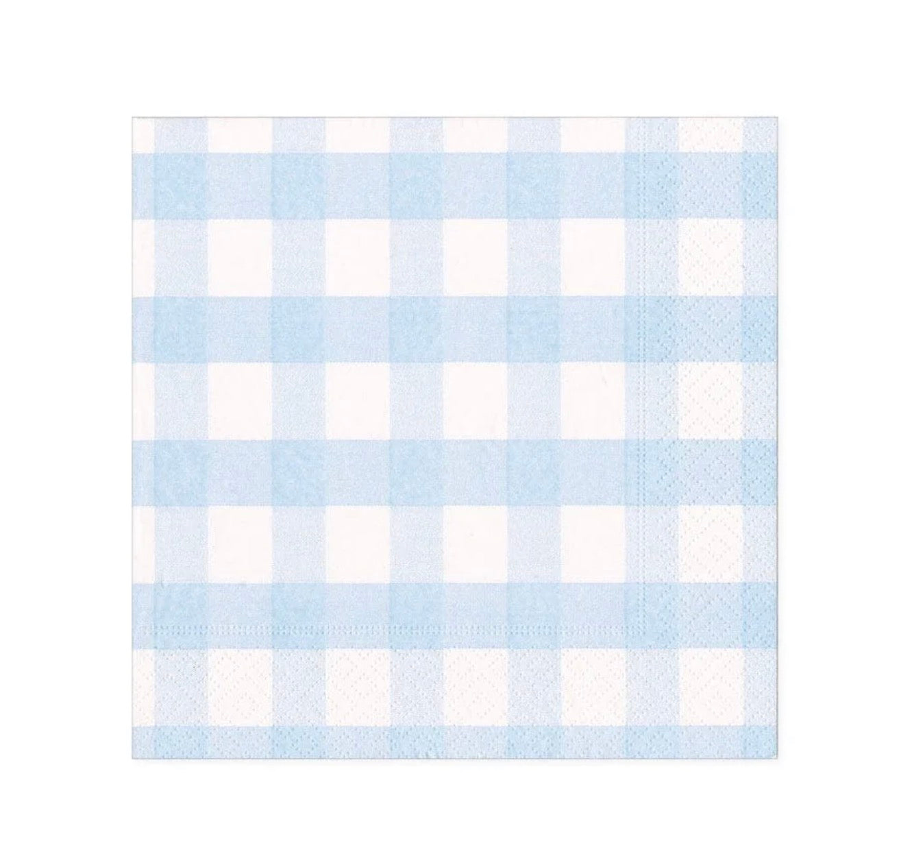 Gingham Paper Cocktail Napkins in Light Blue