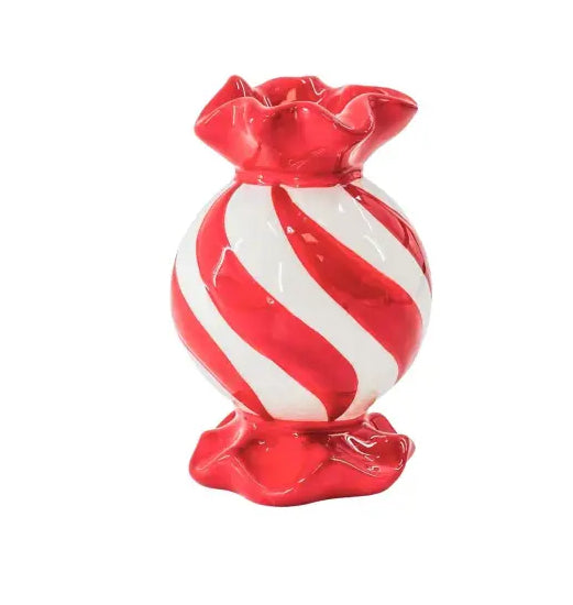 Candle Holder- Toffee Candy- Red/ White