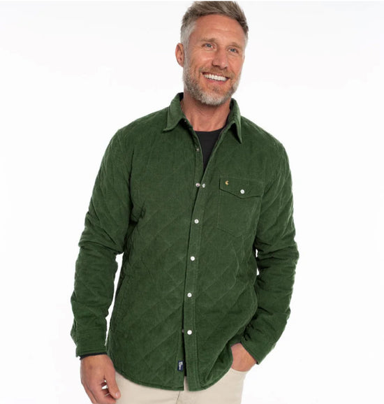 Corduroy Quilted Shacket- Forest