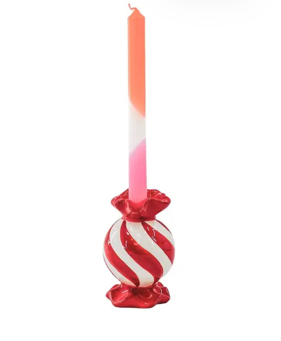 Candle Holder- Toffee Candy- Red/ White