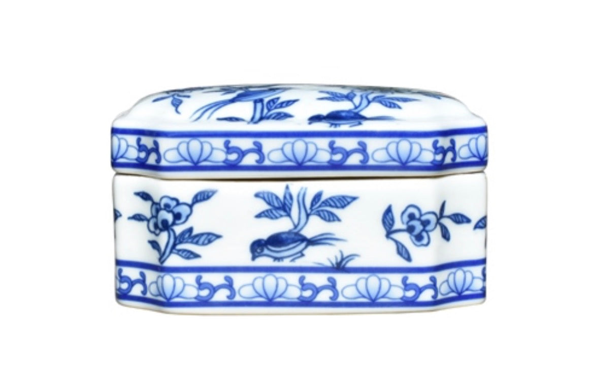 Blue and White Porcelain Cut Corner Box
