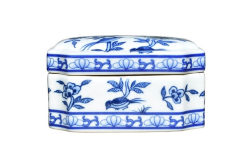 Blue and White Porcelain Cut Corner Box