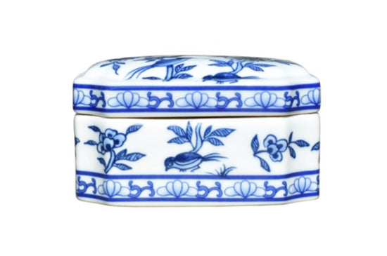 Blue and White Porcelain Cut Corner Box