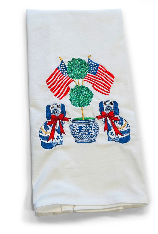 Patriotic Staffordshire Dogs - Topiary - Flags on White