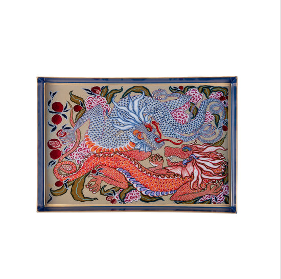 Dragon Enameled Chang Mai Tray (10 x14)