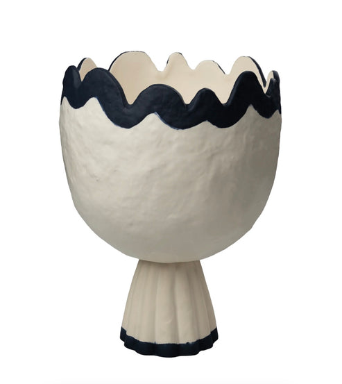Small Navy Blue and White Rick Rack Cachepot
