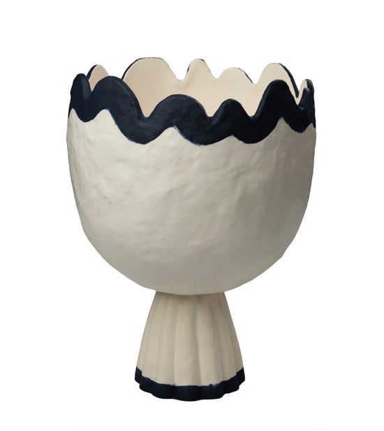 Small Navy Blue and White Rick Rack Cachepot