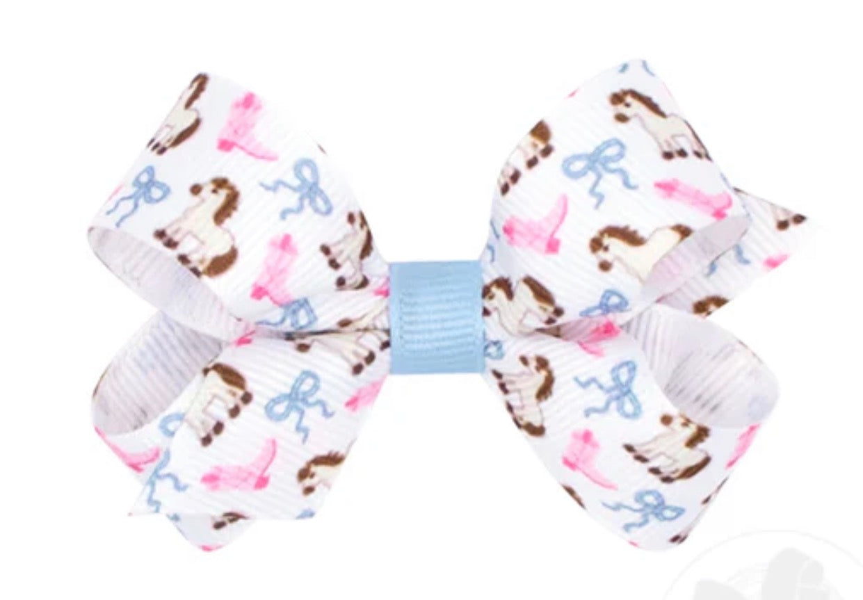 Mini Boots N’ Bows Print Bow