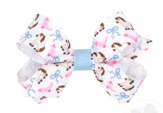Mini Boots N’ Bows Print Bow