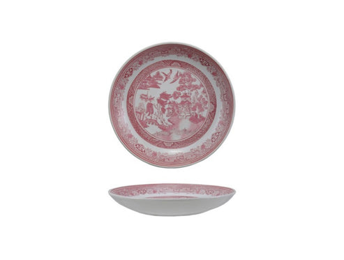 14" Round Hand-Stamped Pink Stoneware Plate