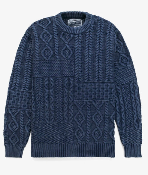 STONEWASHED PATCHWORK 100% COTTON SWEATER