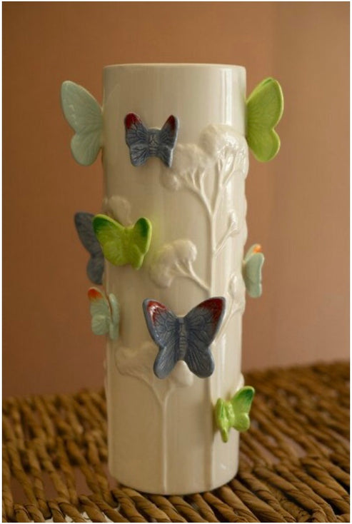 Ceramic Vase with Colorful Butterflies