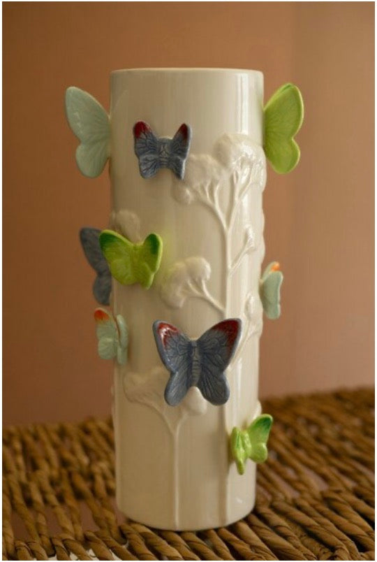 Ceramic Vase with Colorful Butterflies