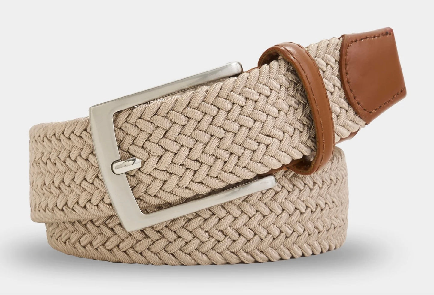 Tan Solid Stretch Belt