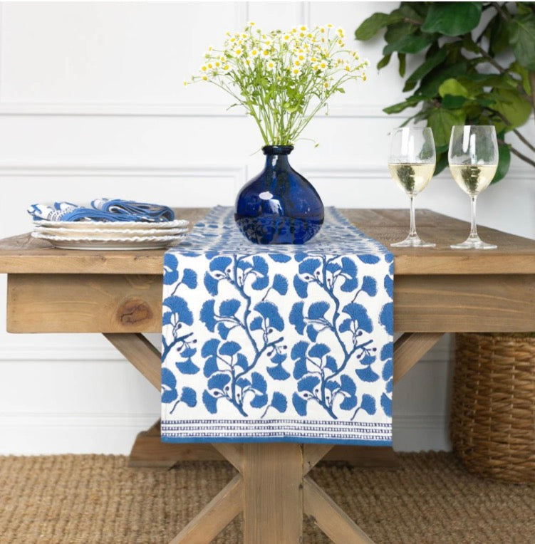 Ginkgo Blue Table Runner