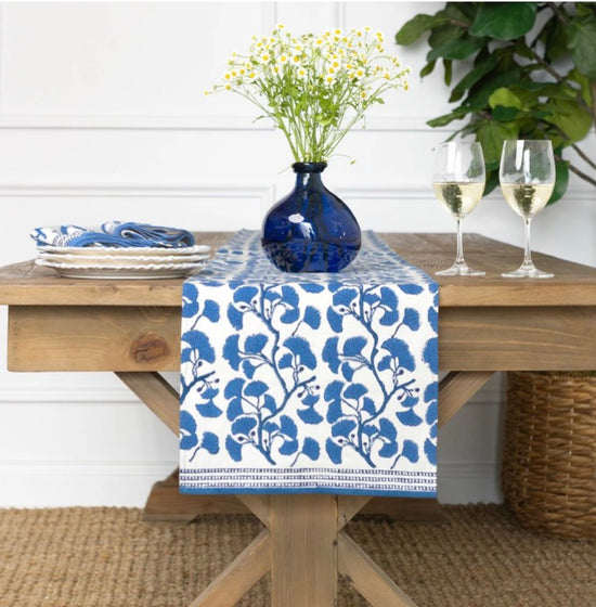 Ginkgo Blue Table Runner