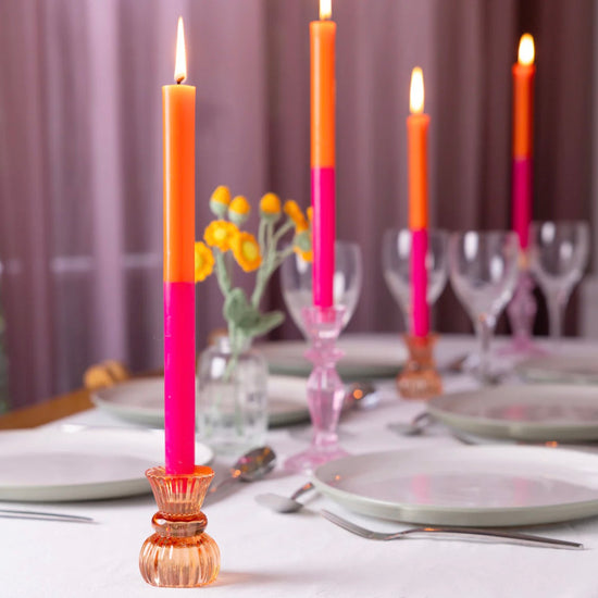 Orange and Pink Dinner Candles