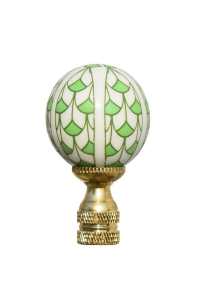 Green and White Fish Scales Finial