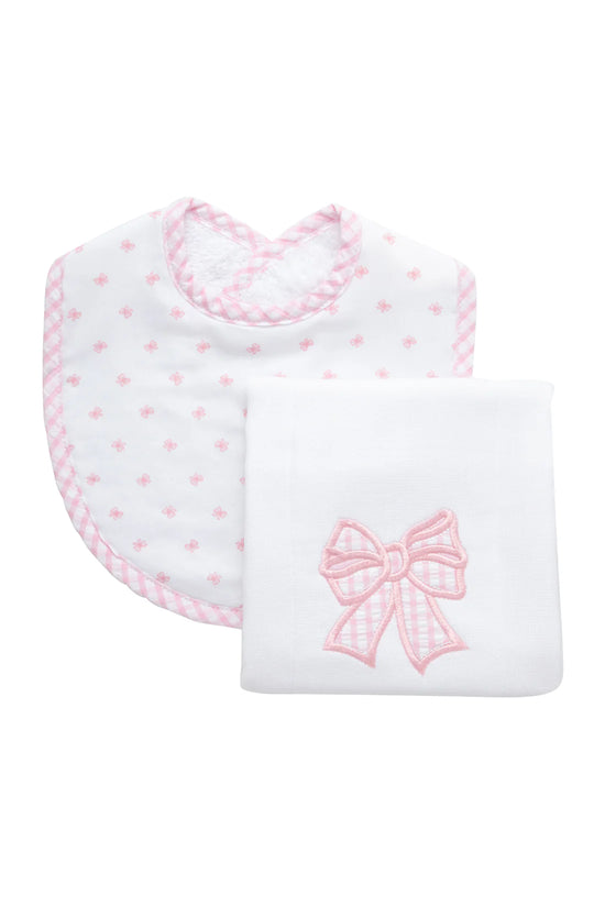 Basic Bib & Burp Boxed Set, Pink Bow