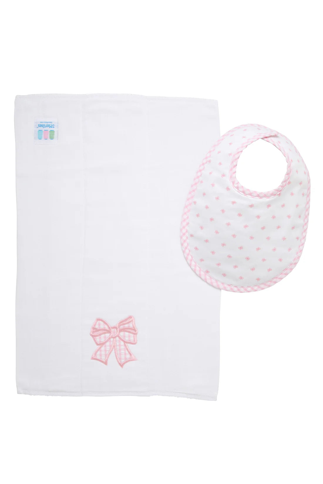 Basic Bib & Burp Boxed Set, Pink Bow