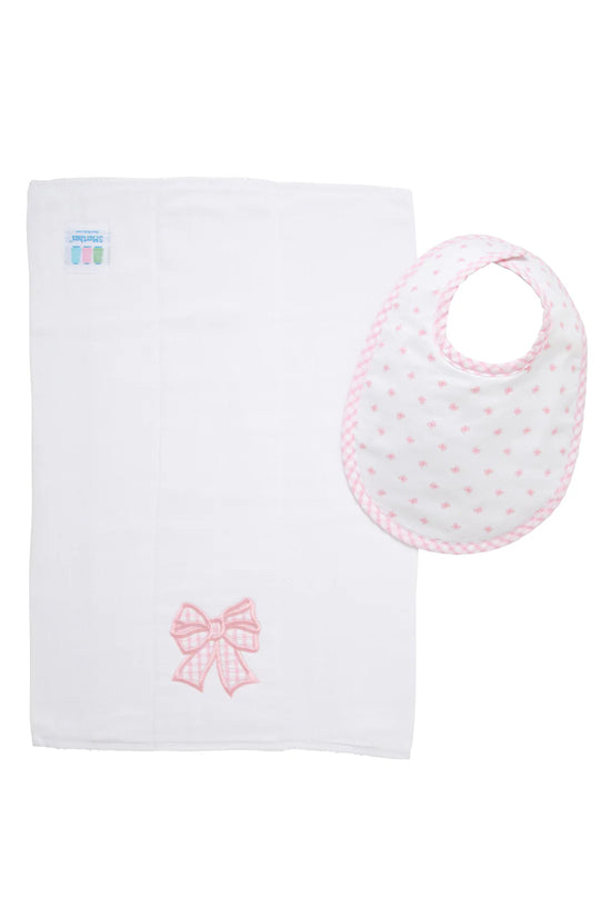 Basic Bib & Burp Boxed Set, Pink Bow