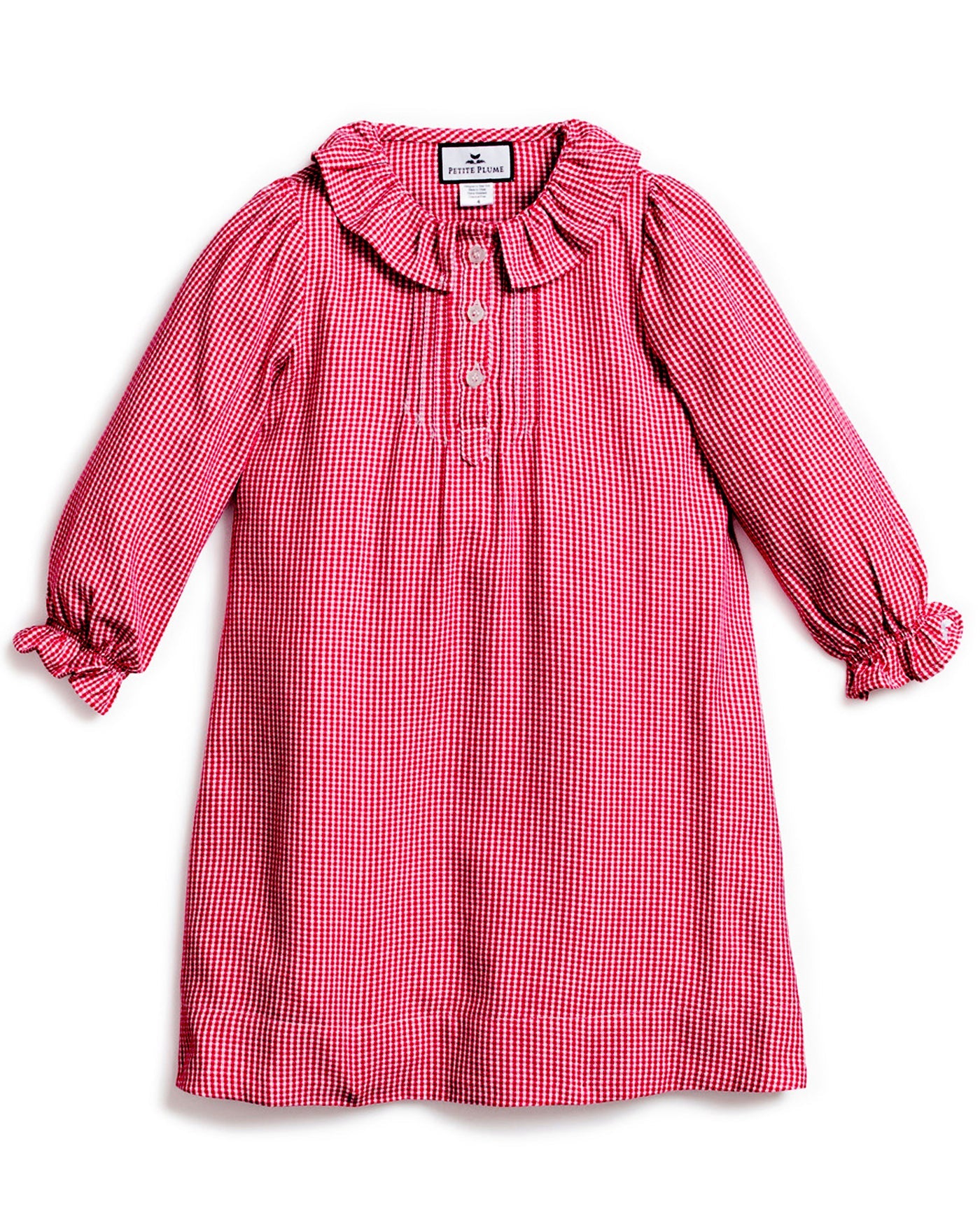 Red Mini Gingham Victoria Nighgown by Petite Plume