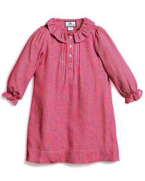 Red Mini Gingham Victoria Nighgown by Petite Plume