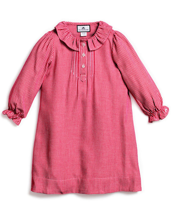 Red Mini Gingham Victoria Nighgown by Petite Plume